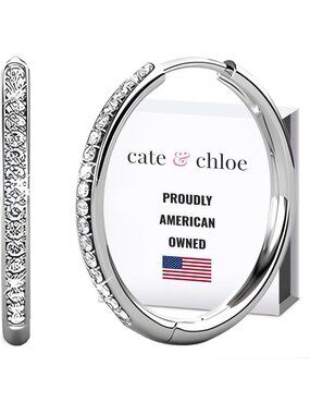Dainty 18K Gold-Plated Hoop Earrings with Simulated Diamond Crystals | Small